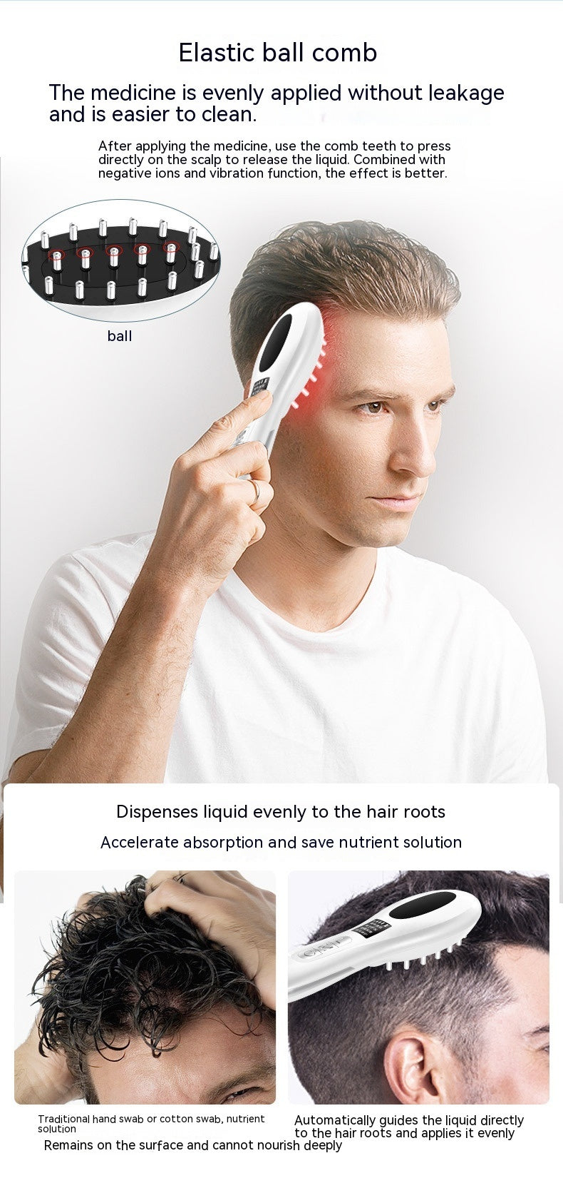 New Electric Anion Hair Care Hair Brush Micro Current Red Blue Light Vibration Massage